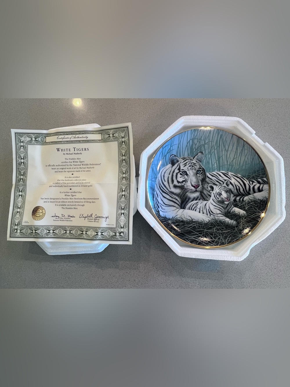 White Tiger Limited Edition Plate National Wildlife Federation The Franklin Mint